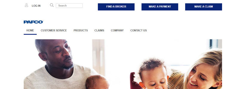 Top 10 Car Insurance Companies in Ontario – Pafco Insurance website with a family-friendly image, highlighting customer service and insurance options.