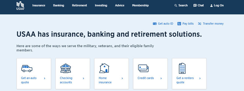 USAA homepage showcasing insurance, banking, and retirement solutions for military members, veterans, and eligible family members – a top choice as the best insurance company to work for.