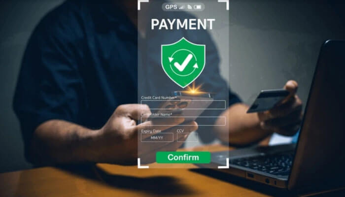 A person making an online payment on a laptop using a credit card, representing secure digital transactions — How to Pay Netflix via Mpesa Securely.