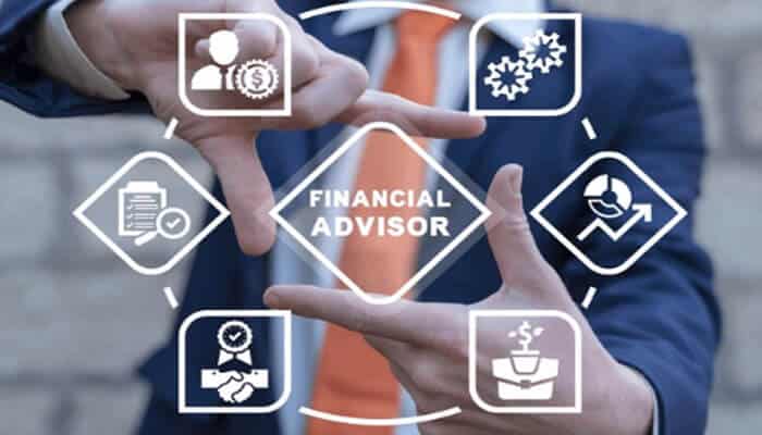 What is a fiduciary, and why should one need it? - finsurancebiz - Finsurancebiz A financial advisor demonstrates various aspects of their services, with icons representing key elements like financial planning, investment strategy, and client relationships, surrounding the central text "FINANCIAL ADVISOR".