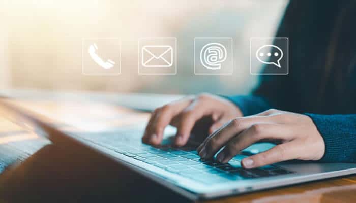 Droven IO Contact Guide 2026: A Complete Guide to Professional Communication, Support Channels, and Strategic Outreach - finsurancebiz - Finsurancebiz Droven IO Contact communication concept showing email, phone, and messaging icons on laptop for online support and outreach