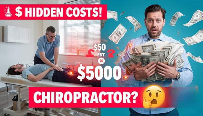 How Much Is It to See a Chiropractor (Complete 2026 Cost Guide) - finsurancebiz - Finsurancebiz How Much Is It to See a Chiropractor image showing hidden chiropractic costs, with a treatment scene, unexpected expense visuals, and pricing concerns beyond a basic visit.