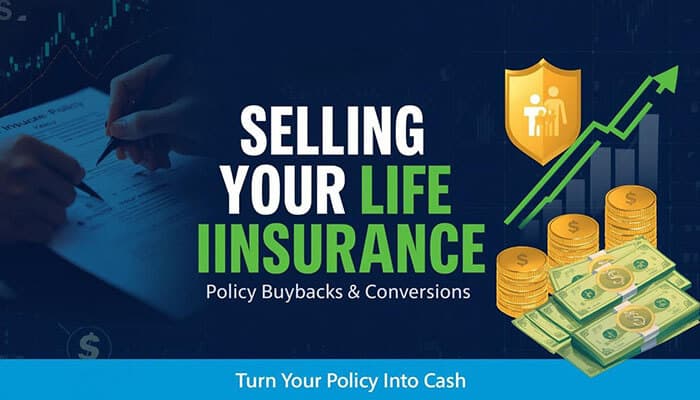 Life Insurance Sales Tactics for 2026: How to Stand Out in a Competitive Market - finsurancebiz - Finsurancebiz Life Insurance Sales : Selling Your Life Insurance policy with focus on policy buybacks and conversions, featuring a shield, cash, and financial growth elements.