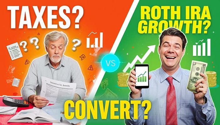 Can I Convert an Annuity to a Roth IRA? Rules, Taxes & Steps Explained (2026) - finsurancebiz - Finsurancebiz can i convert an annuity to a roth ira illustration comparing tax burden vs roth ira growth benefits and conversion decision