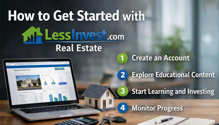 How to Get Started with LessInvest.com Real Estate - Finsurance Biz - Finsurancebiz How to Get Started with LessInvest.com Real Estate - A step-by-step guide to creating an account, exploring educational content, learning about investments, and tracking your progress.