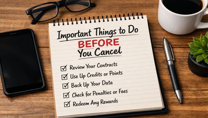 Important Things to Do BEFORE You Cancel - Finsurance Biz - Finsurancebiz How to Cancel Liberty Mutual Renters Insurance checklist image showing important steps before cancellation, including reviewing policy terms, checking penalties or fees, using remaining credits, and preparing documents