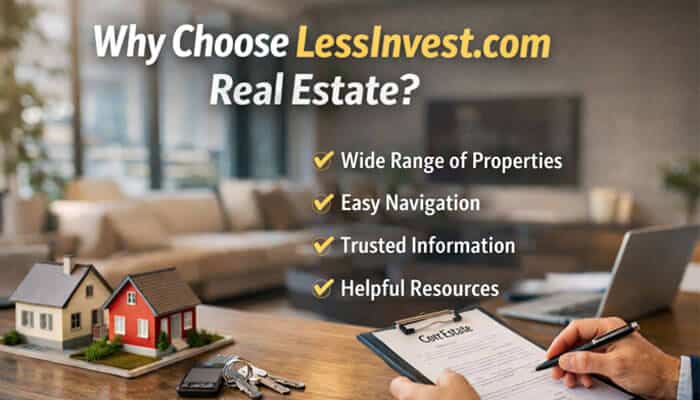 Why Choose LessInvest.com Real Estate? - Finsurance Biz - Finsurancebiz Why Choose LessInvest.com Real Estate - Discover a wide range of properties, easy navigation, trusted information, and helpful resources for smart real estate investments.