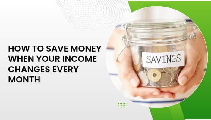 How to Start a Savings Plan When Your Budget Is Already Tight - finsurancebiz - Finsurancebiz How to start a savings plan with irregular income, featuring hands holding a glass savings jar filled with coins for monthly budgeting.