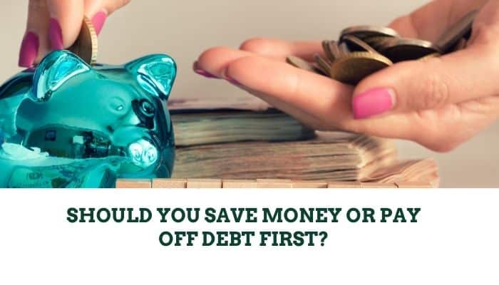 Savings Success: 10 Smart Ways to Save Money Every Month - finsurancebiz - Finsurancebiz Savings Success image showing a piggy bank, coins, and cash for comparing saving money with paying off debt.